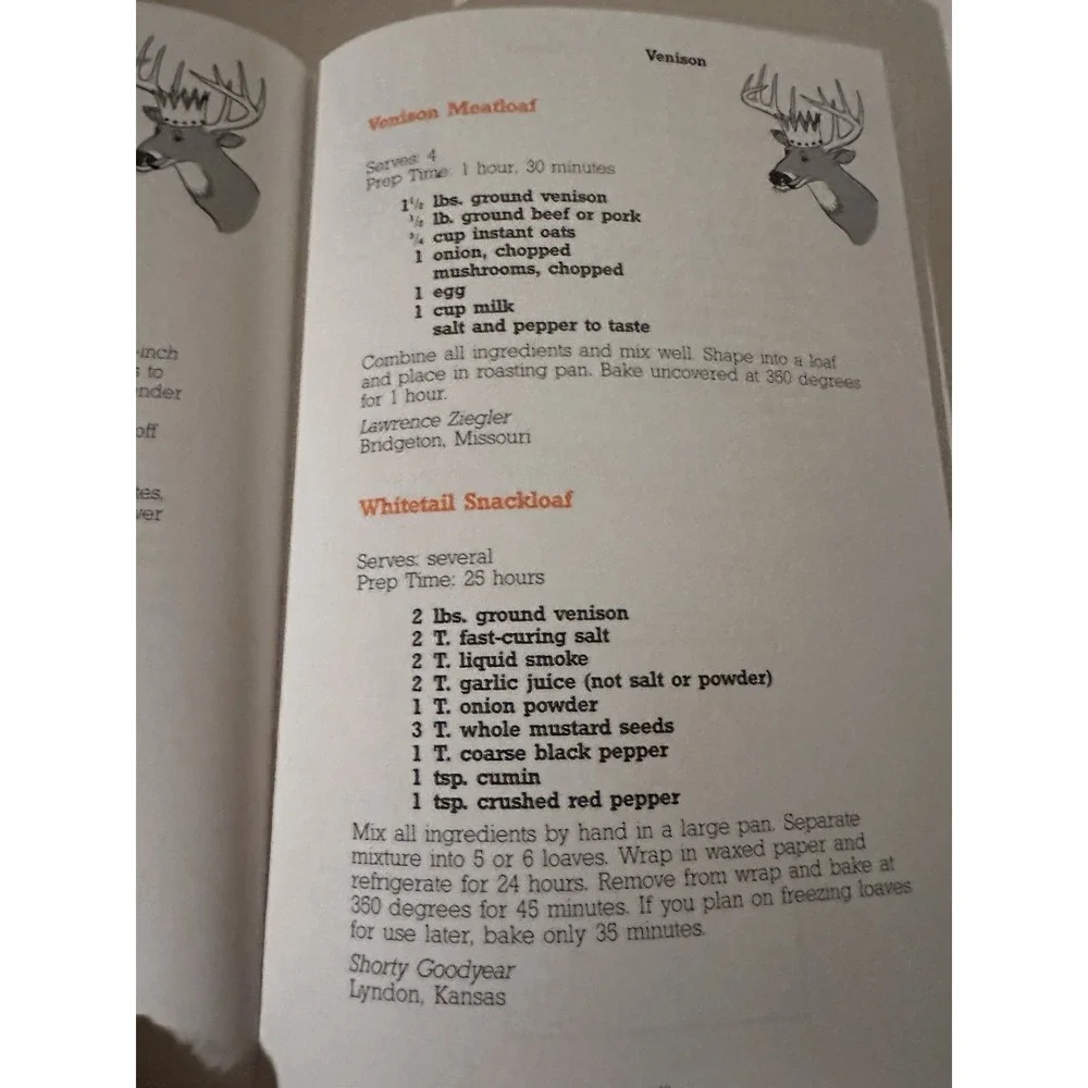 1990 NAHC Wild Game Cookbook Venison Recipe Book Paperback Vintage EC